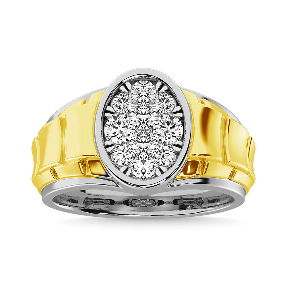 Diamond 1 Ct.Tw. Mens Fashion Ring Ring in 14K Two Tone Gold