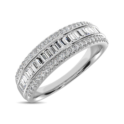 14K White Gold Round and Baguette Diamond 2/5 Ct.Tw. Anniversary Band
