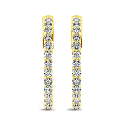 10K Yellow Gold Diamond 2 Ct.Tw. In and Out Hoop Earrings