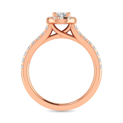 Diamond Classic Shank Single Halo Bridal Ring 1 ct tw Oval Cut in 14K Rose Gold