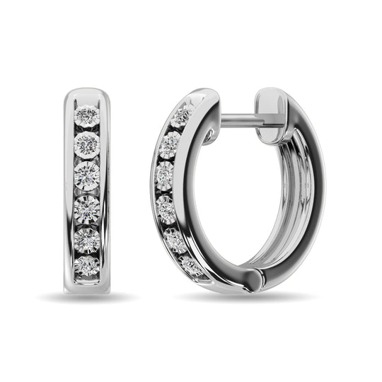 Diamond 1/50 ct tw Hoop Earrings  in Sterling Silver