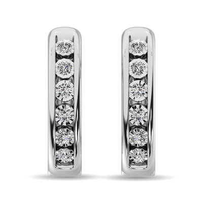 Diamond 1/50 ct tw Hoop Earrings  in Sterling Silver