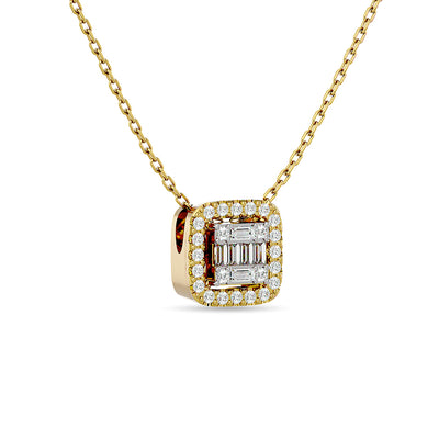 Diamond 1/4 Ct.Tw. Round and Baguette Fashion Pendant in 14K Yellow Gold