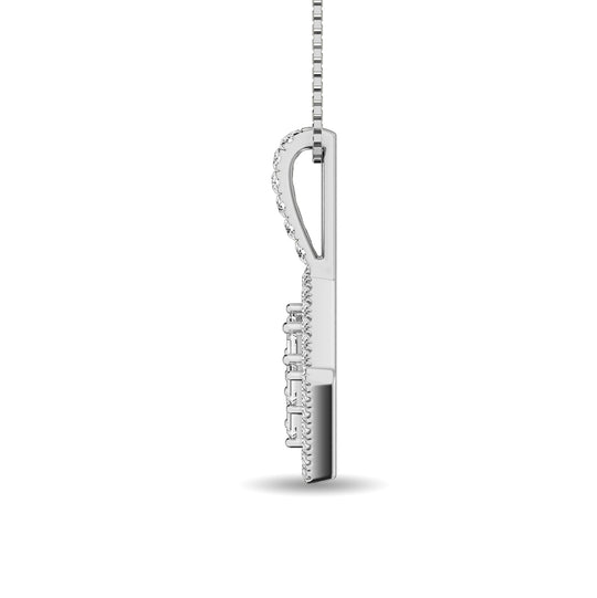 Diamond 1/3 Ct.Tw. Round and Baguette Fashion Pendant in 14K White Gold