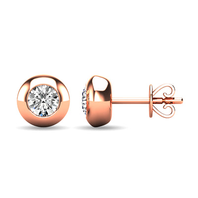 Diamond 1/10 ct tw Bezel Set Earrings in 10K Yellow Gold