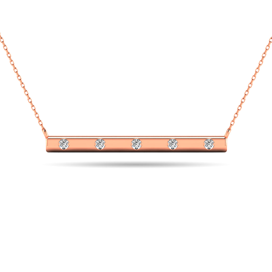 Diamond 1/20 ct tw Bar Necklace in 10K Rose Gold
