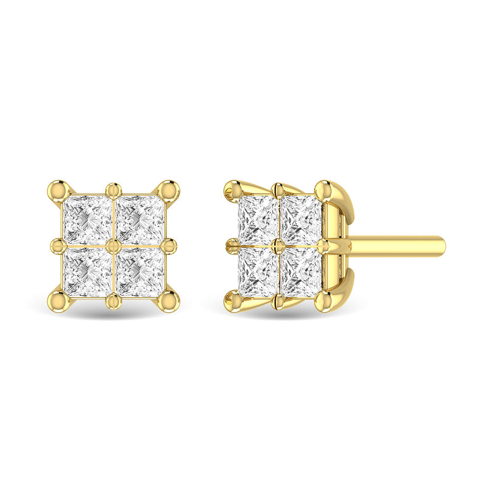 Diamond 1/4 Ct.Tw. Princess Cut Fashion Earrings in 14K Yellow Gold