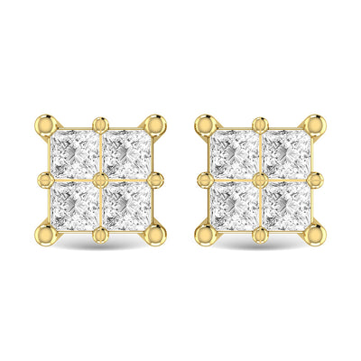 Diamond 1/4 Ct.Tw. Princess Cut Fashion Earrings in 14K Yellow Gold