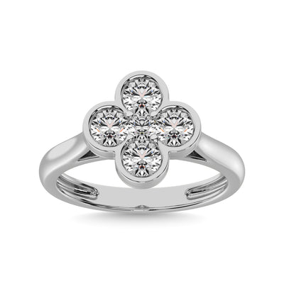 Diamond 1 ct tw Flower Ring in 14K White Gold