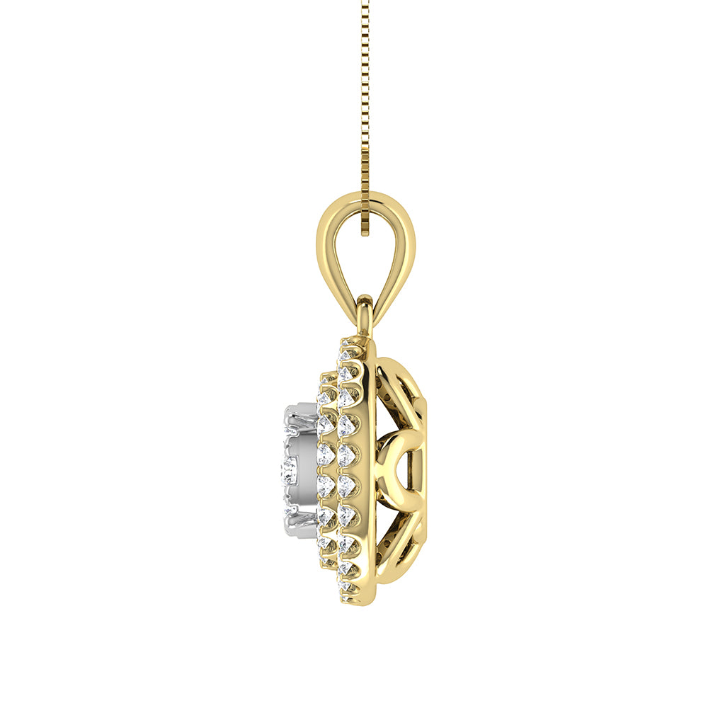 10K Yellow Gold 3/4 Ct.Tw. Diamond Cluster Round Shape Pendant