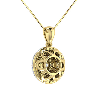 10K Yellow Gold 3/4 Ct.Tw. Diamond Cluster Round Shape Pendant