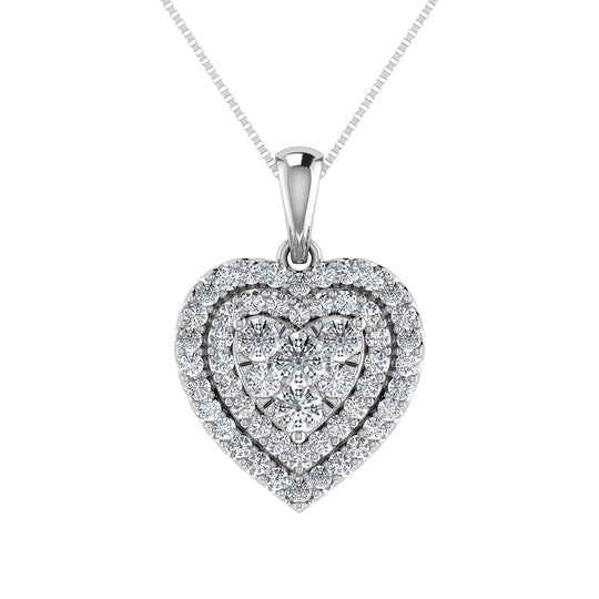 Diamond 3/4 Ct.Tw. Heart Shape Cluster Pendant in 10K White Gold