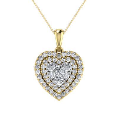 Diamond 3/4 Ct.Tw. Heart Shape Cluster Pendant in 10K Yellow Gold
