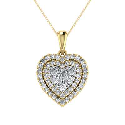 Diamond 3/4 Ct.Tw. Heart Shape Cluster Pendant in 10K Yellow Gold