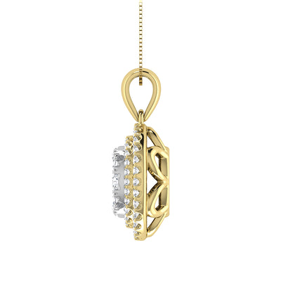 Diamond 3/4 Ct.Tw. Oval Shape Cluster Pendant in 10K Yellow Gold