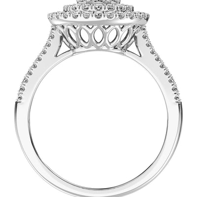 14K White Gold 1 Ct.Tw. Diamond Flower Cluster Engagement Ring
