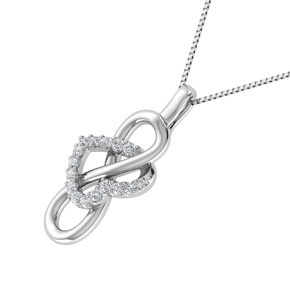 10K White Gold 1/8 Ct.Tw. Diamond Heart & Infinity Pendant