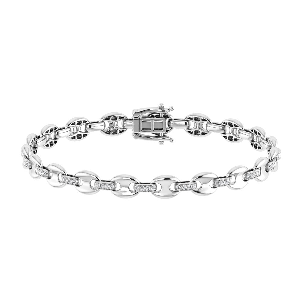 Diamond 1/2 Ct.Tw. Cuban Fashion Bracelets in 14K White Gold