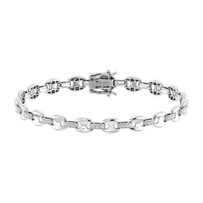 Diamond 1/2 Ct.Tw. Cuban Fashion Bracelets in 14K White Gold