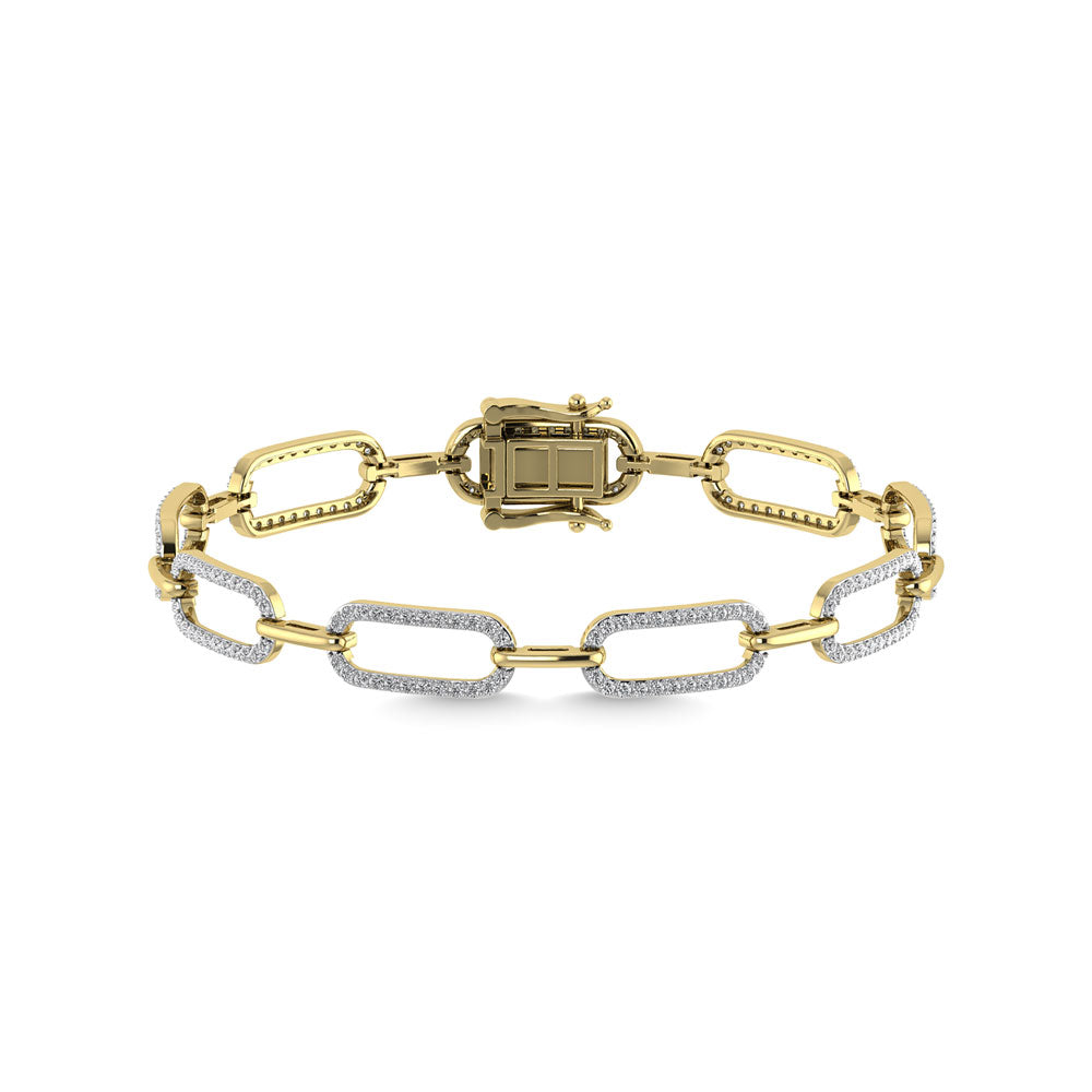 Diamond 1 1/2 Ct.Tw. Cuban Fashion Bracelets in 14K Yellow Gold