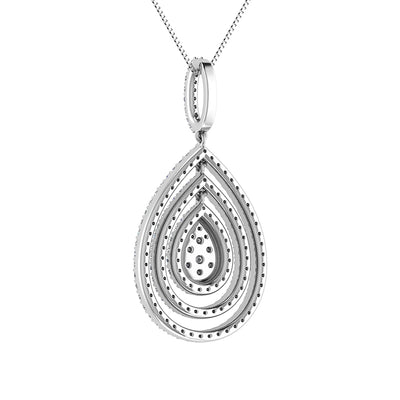 14K White Gold 1 Ct.Tw. Round Diamond Pear Shape Pendant