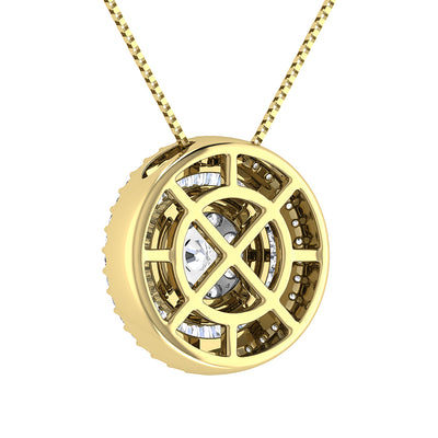 14K Yellow Gold 3/4.Tw. Round and Tapper Diamond Invisible Pendant