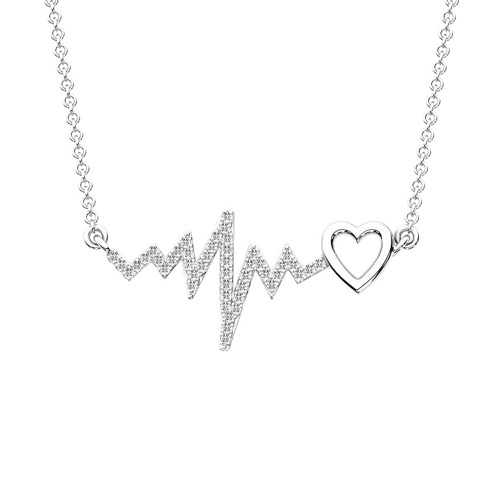 10K White Gold 1/6 Ct.Tw. Diamond Heartbeat Necklace