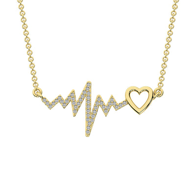 10K Yellow Gold 1/6 Ct.Tw. Diamond Heartbeat Necklace