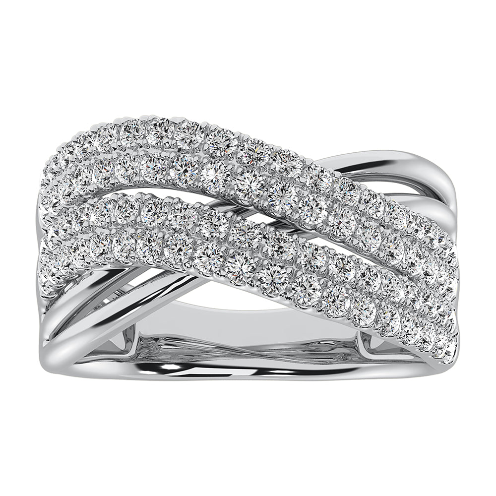 14K White Gold 1 Ct.Tw. Diamond Crossover Ring