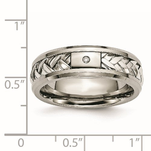 Diamond, Titanium & Sterling Silver Band