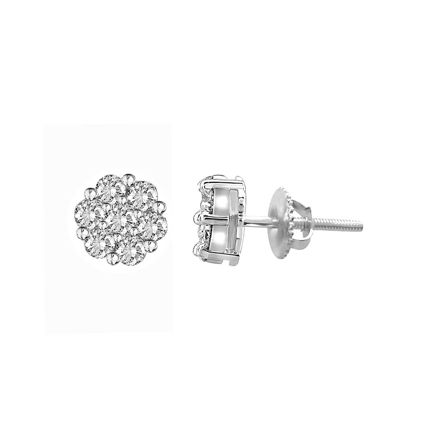1.00ctw Diamond Cluster Earrings