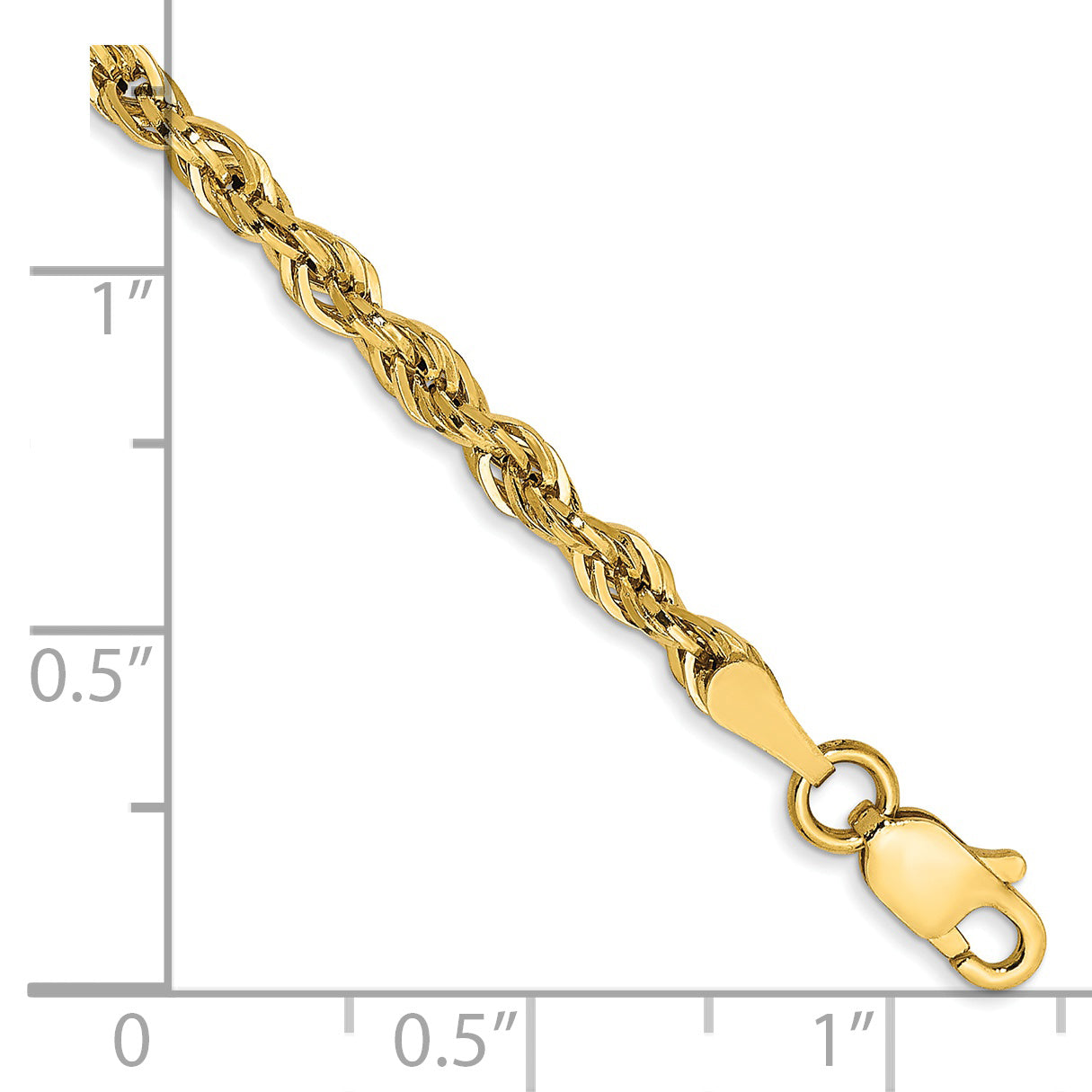 14ky 2.8mm Semi-Solid Rope Chain Anklet