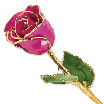 Lacquer Dipped Gold Trim Fuchsia Rose