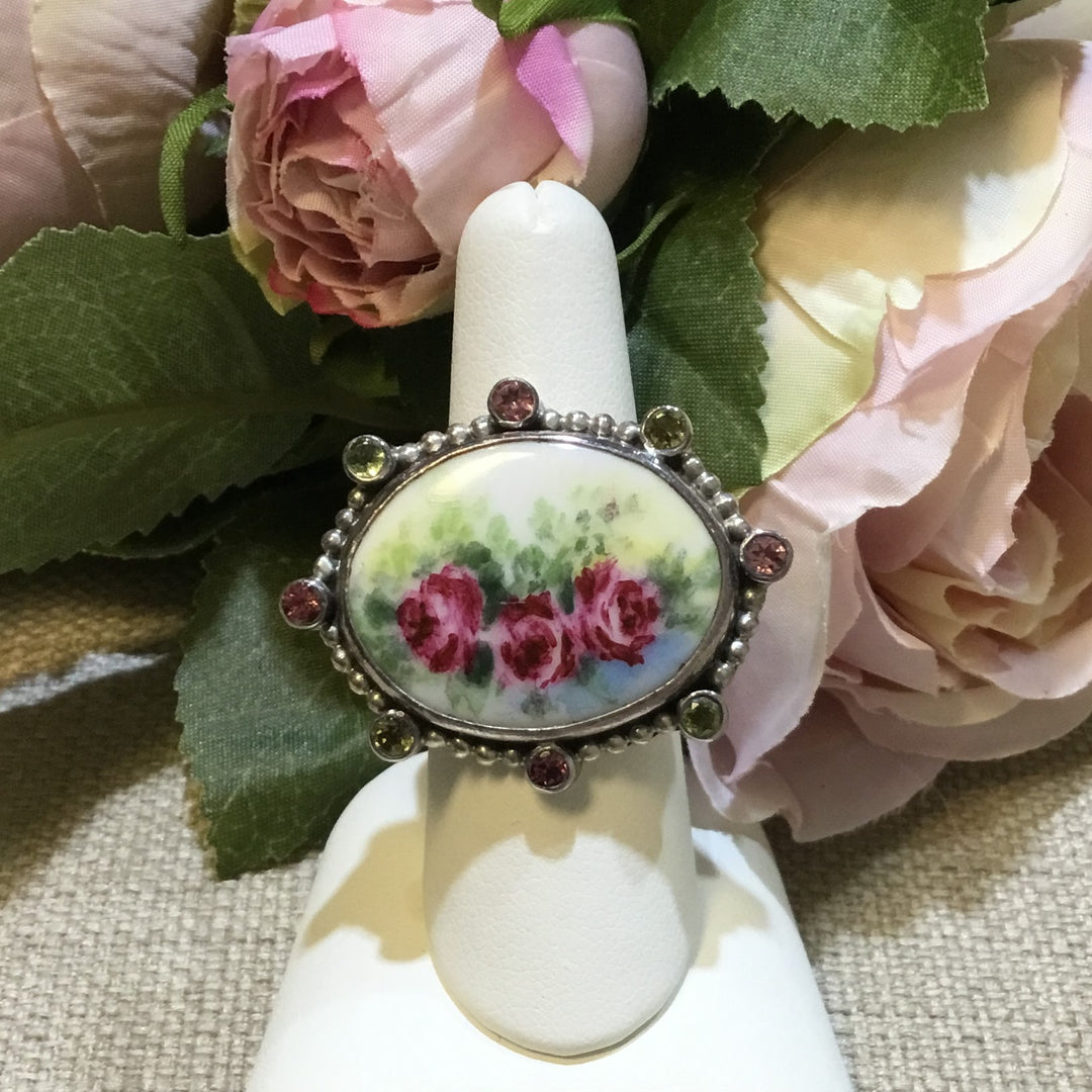 Silver Hand Painted Ring