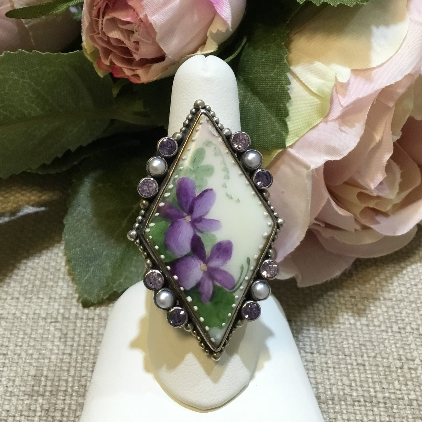 Silver Hand Painted Ring