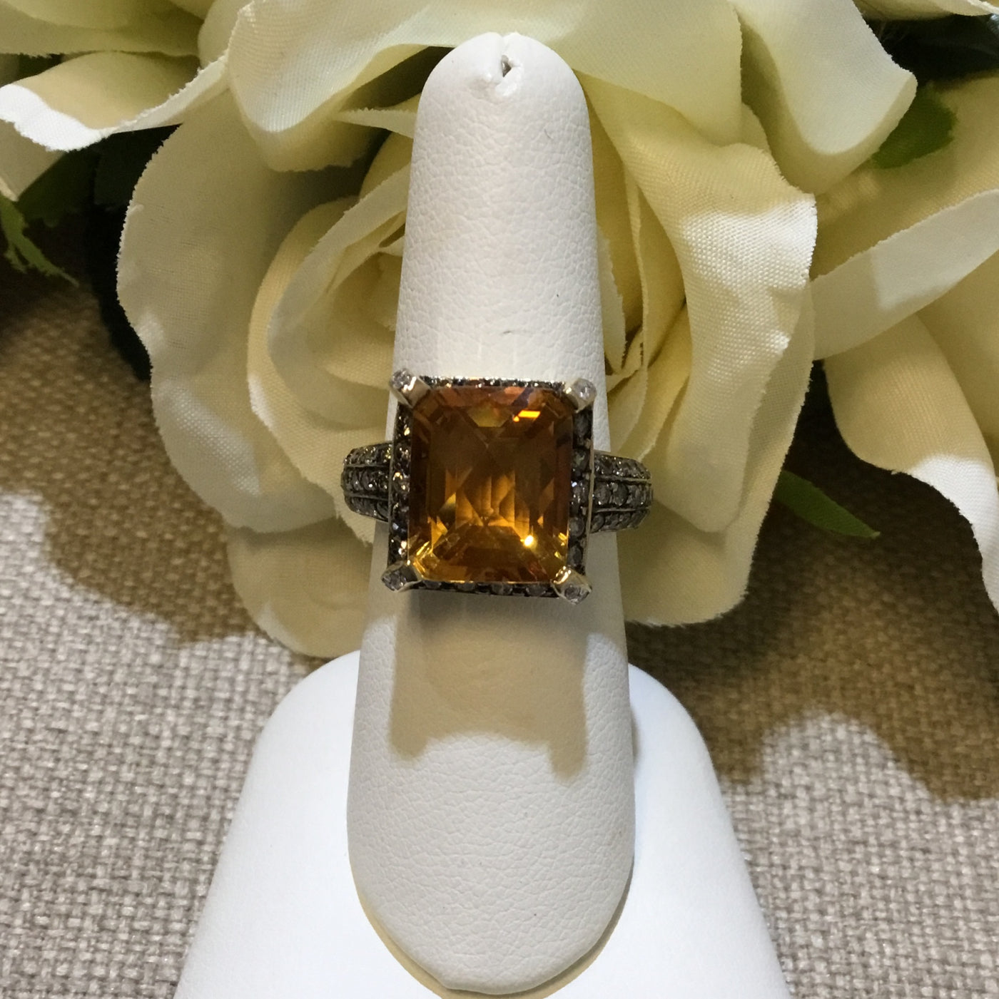 14KT LeVian Citrine & Diamond Ring