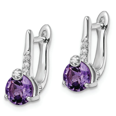 Sterling Silver Rhod-plat 1.57AM/WhiteTopaz Circle Hinged Earring