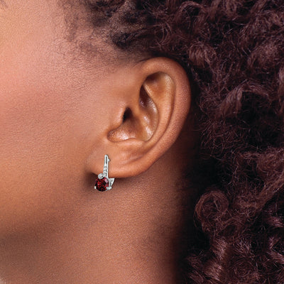 SS RH-plated 2.20t.w. GA/White Topaz Circle Hinged Earrings