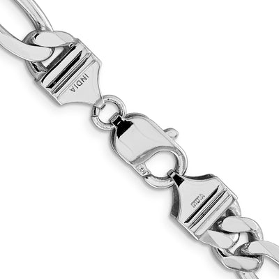 Sterling Silver Rhodium-plated 9mm Figaro Chain