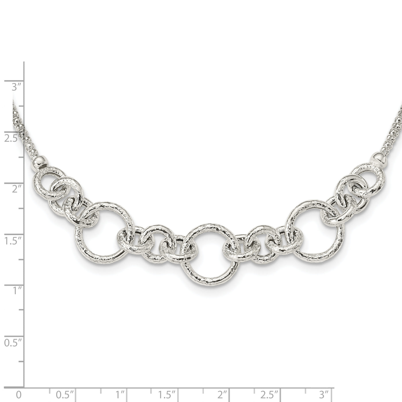 Sterling Silver Textured Fancy Link  w/ 2in ext Necklace
