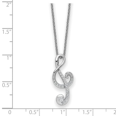 Sterling Silver CZ Music 18in Necklace