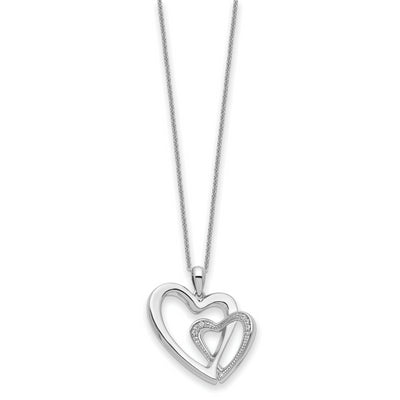 Sterling Silver CZ You and Me Heart 18in Necklace