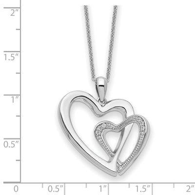 Sterling Silver CZ You and Me Heart 18in Necklace
