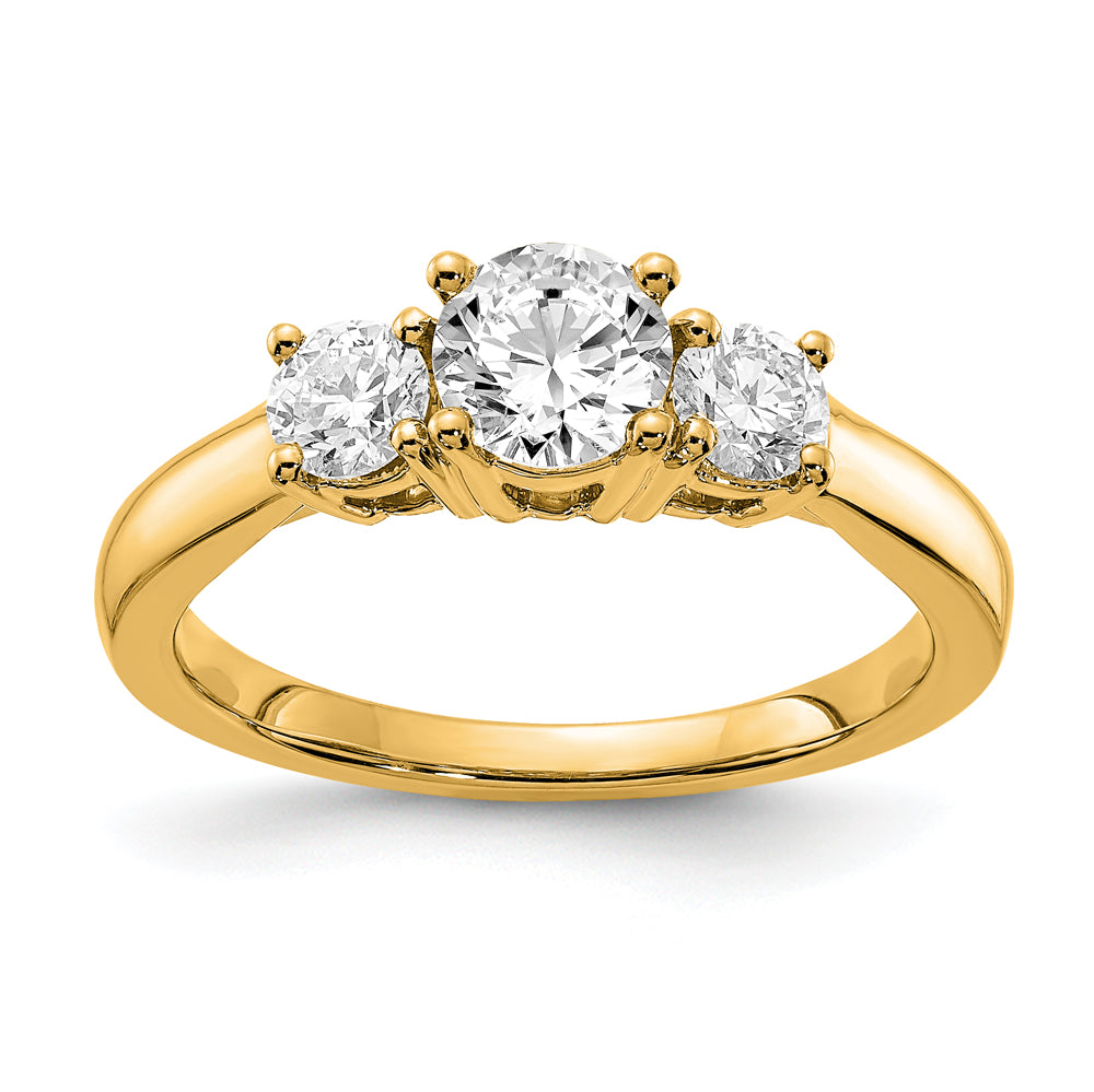 14K Gold Lab Grown Diamond SI1/SI2, G H I, 3-Stone Complete Engagement Rin