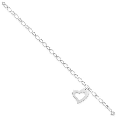 14k White Gold Dangle Heart Bracelet QG