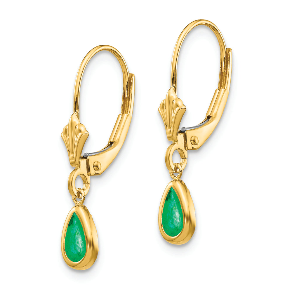 14k 6x4mm Emerald/May Earrings