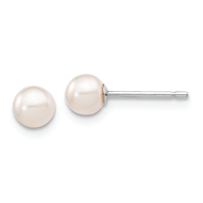 14K White Gold 4-5mm Round White Saltwater Akoya Earrings