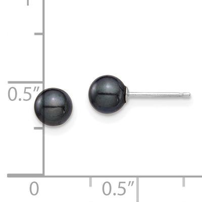 14K White Gold 5-6mm Round Black Saltwater Akoya Earrings