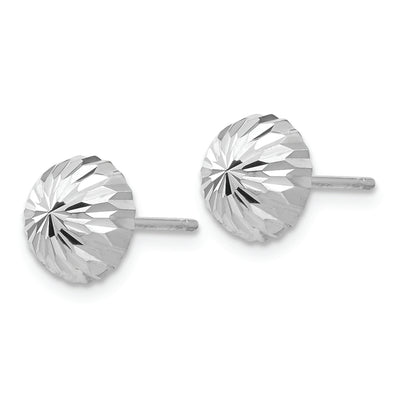 14k White Gold Polished & Diamond-Cut Half Ball Post Earrings